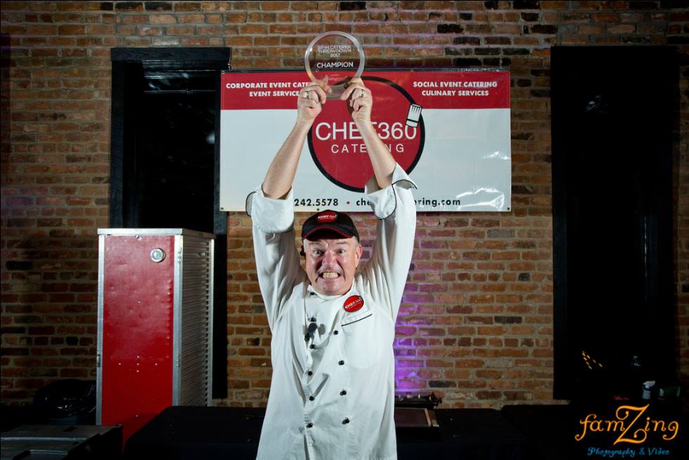 Chef Peter Collins holding award