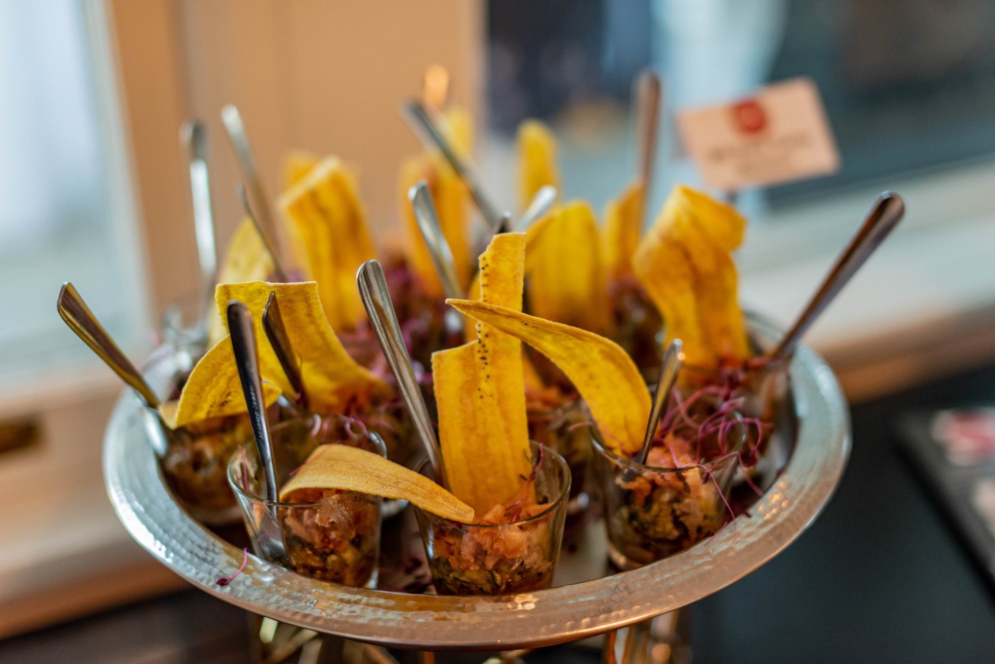 catered appetizer in cups